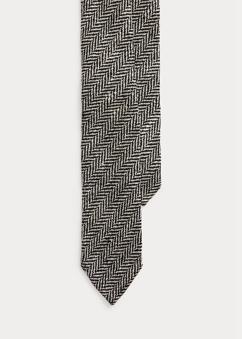 Corbata Purple Label Hombre Herringbone Linen-Silk Chile Negras GCKHB-2038